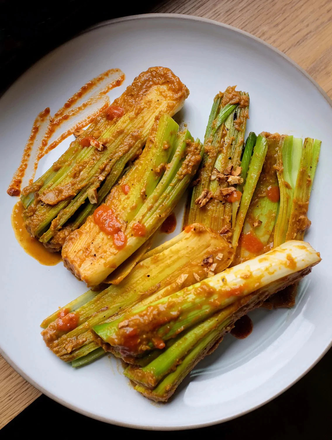 Seared Leeks with Korma & Crispy Garlic