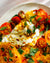 Tomato Burrata Salad with Curry Mustard Vinaigrette 