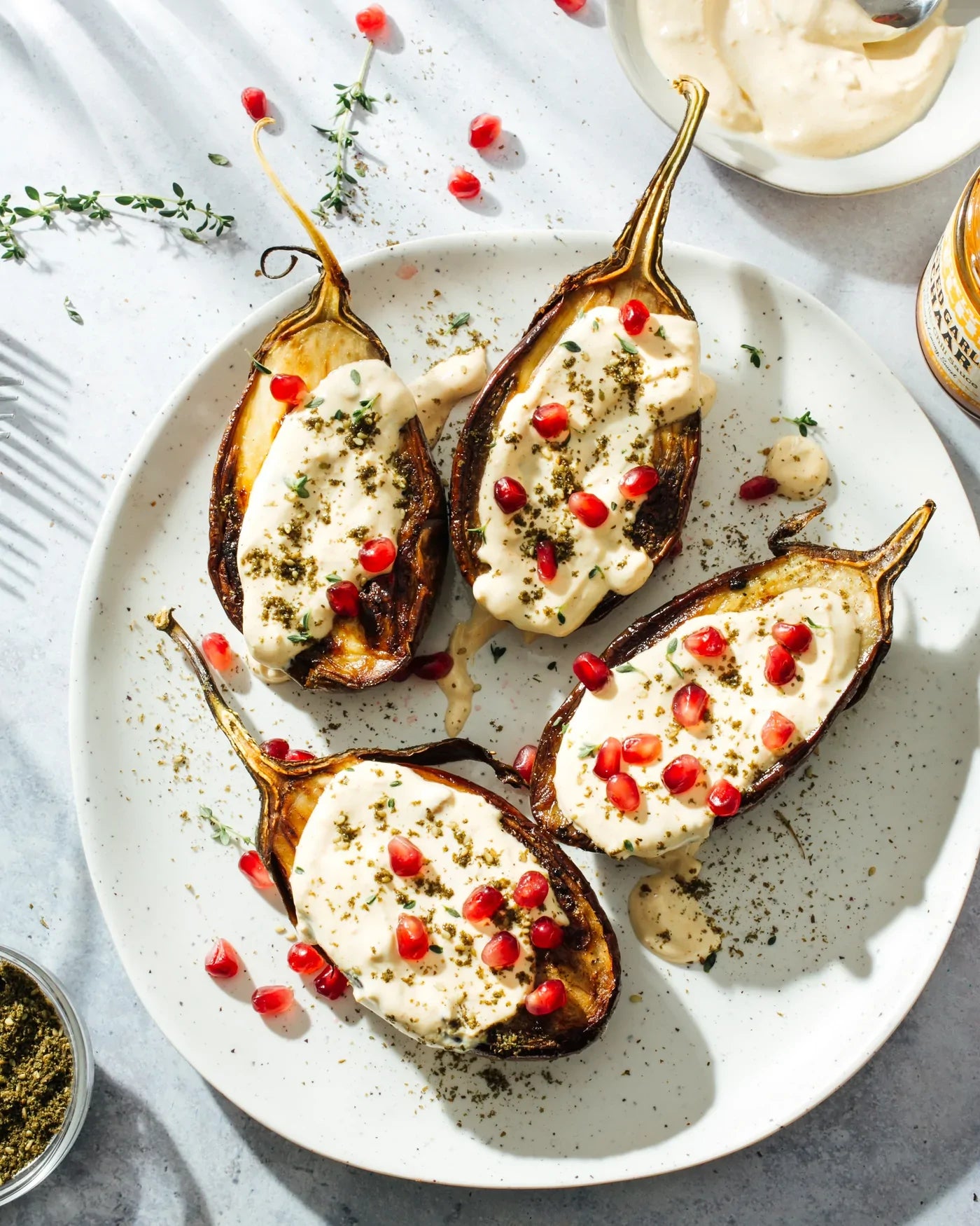 Eggplant with Garlic Achaar Buttermilk Sauce